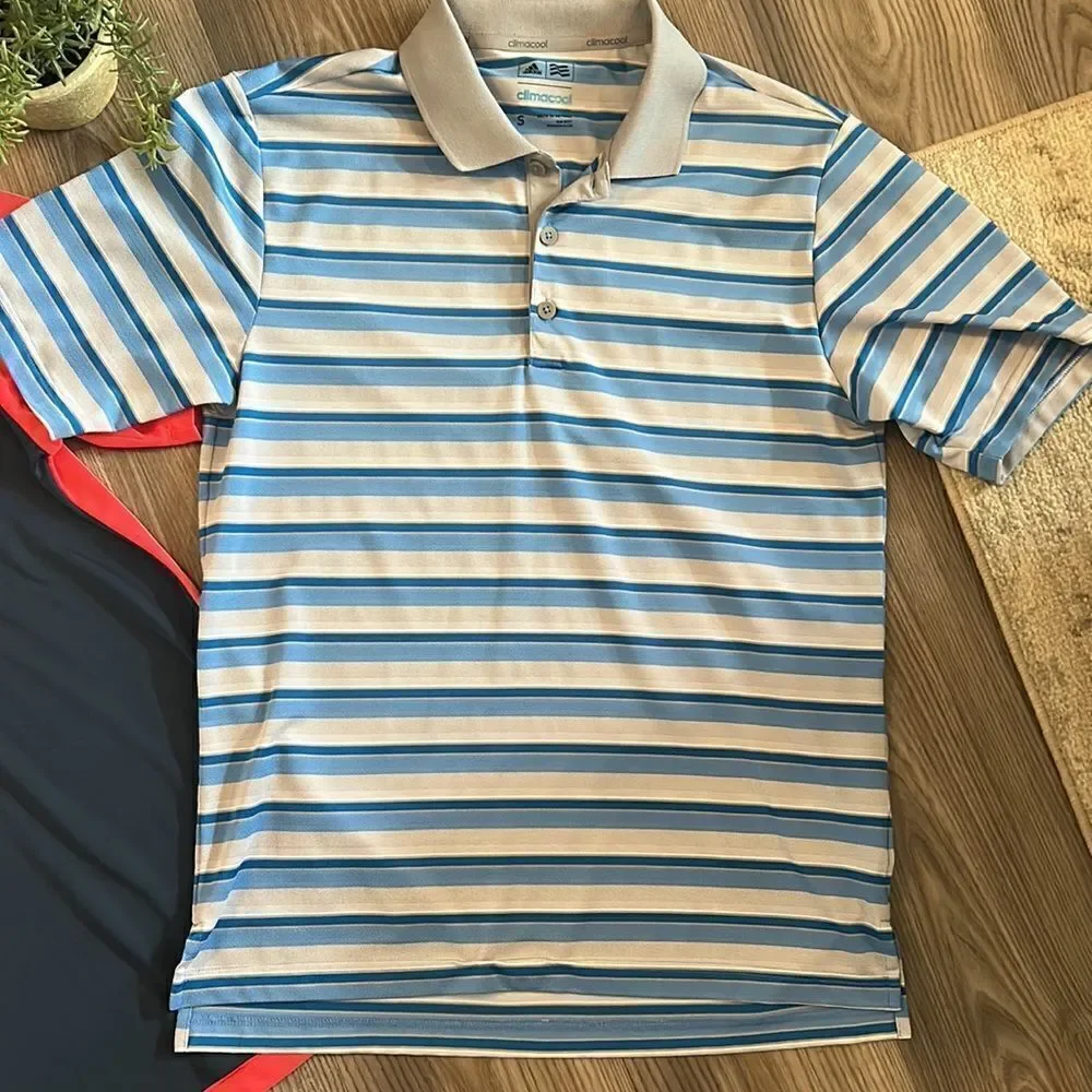 ((3 PIECE)) MENS SIZE SMALL BUNDLE TWO ADIDAS GOLF POLOS AND NWT UNDER ARMOUR T